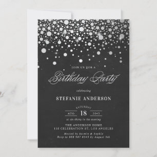 Invitación Faux Relieve metalizado plateado Confetti Dots Cha
