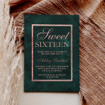 Invitación Faux rosa color de agua verde dorado Sweet 16<br><div class="desc">Moderna moda de bonito y elegante rosa de oro dulce de 16 años,  invitación a la fiesta de cumpleaños con un falso marco de oro subió en un moderno y elegante bloque de acuarela verde.</div>