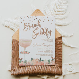 Invitación Faux Rosa Gold Brunch Bubbly Bridal Shower