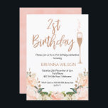 Invitación Faux Rosa Gold Floral 21st Birthday Invitation<br><div class="desc">Faux Rosa Gold Floral 21st Birthday Invitation ¿Busca una invitación floral de 21 años con un toque de oro falso rosa? Este diseño está decorado en tonos rosa polvorientos, con motivos florales y algunas falsas hojas de Relieve metalizado dorado, así como una falsa copa de champán de oro rosa. Este...</div>