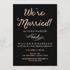 Invitación Faux Rosa Gold y Black Post Boda Ceremonia
