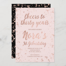 Invitación Faux rosa oro confetti blush treinta y treinta cum