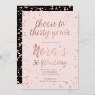 Invitación Faux rosa oro confetti blush treinta y treinta cum