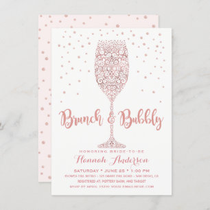 Invitación Faux Rose Gold Brunch & Bubbly Bridal Shower
