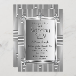 Invitación Faux Silver Chrome fiesta de cumpleaños Metalizado