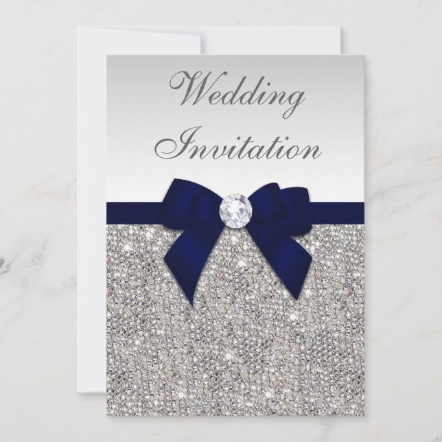 Invitación Faux Silver secuestra al Boda de la Marina Diamond (Anverso)