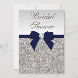 Invitación Faux Silver secuestra ducha de novias de barro de