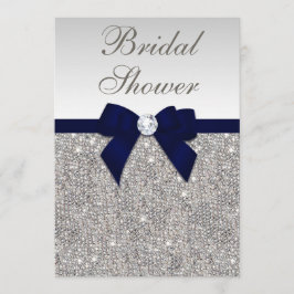 Invitación Faux Silver secuestra ducha de novias de barro de