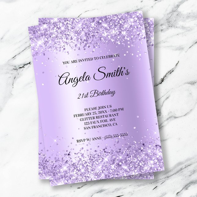 Invitación Faux Sparkly Lavender Purpurina Relieve metalizado (Subido por el creador)