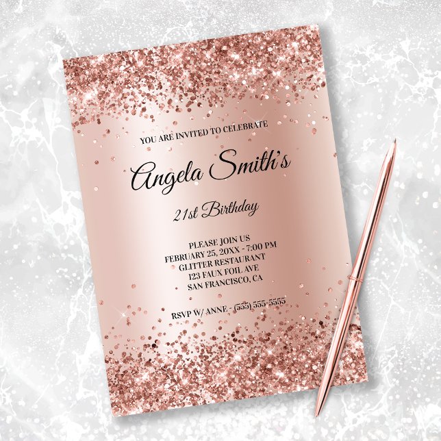 Invitación Faux Sparkly Rosa Relieve metalizado Purpurina de  (Subido por el creador)