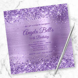 Invitación Faux Sparkly Royal Purple Purpurina y Relieve meta