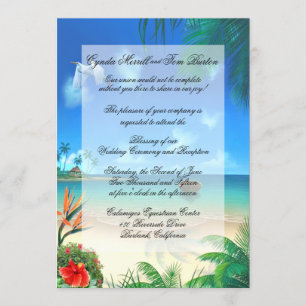 Invitación "Faux Vellum" a la boda de la playa exó
