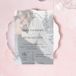 Invitación Faux Vellum Effect Photo Typography Boda