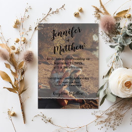 Invitación Faux Vellum Foto Overlay Custom Wedding