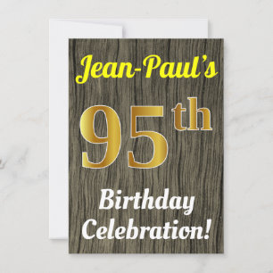 Invitación Faux Wood, Faux Gold 95th Birthday Celebration