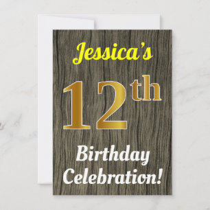 Invitación Faux Wood, Faux Gold Celebration