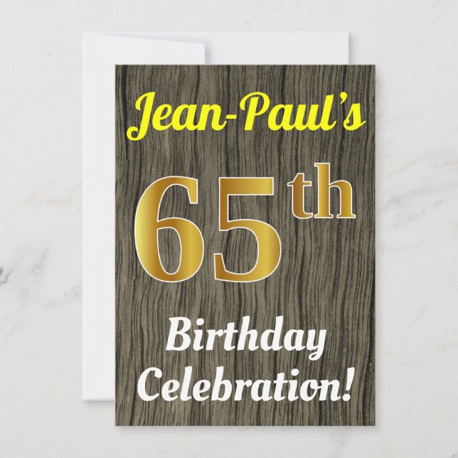 Invitación Faux Wood, Faux Gold Celebration (Anverso)