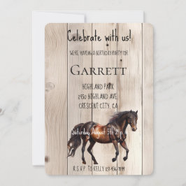 Invitación Faux Wood Horse Birthday