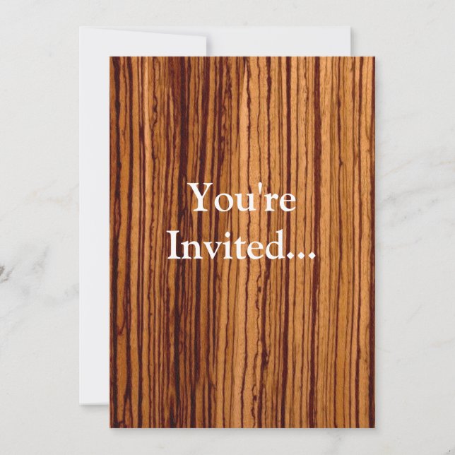 Invitación Faux Zebrawood Woodgrain Executive (Anverso)