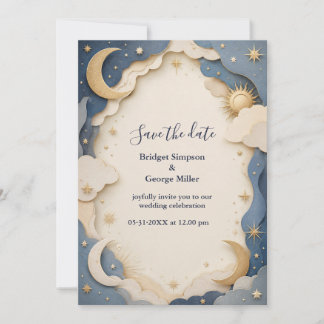Invitación fauxcut Boda Celestial Bajo la Luz de la Luna Estr