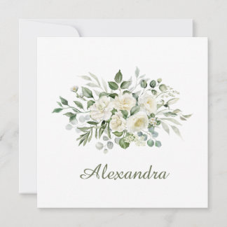 Invitación Favor de dama de honor floral blanco personalizado