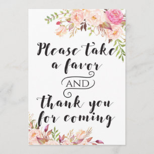 Invitación Favor del Boho por favor tome un Rótulo 5 x 7" Tam