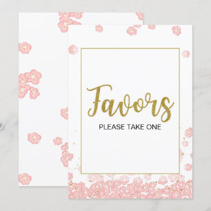 Invitación Favorece el Rótulo Ducha de novia rosa y dorada