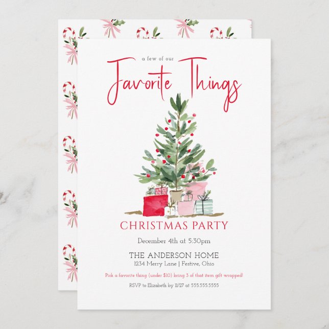 Invitación Favorite Things Christmas Party Invitation (Anverso / Reverso)