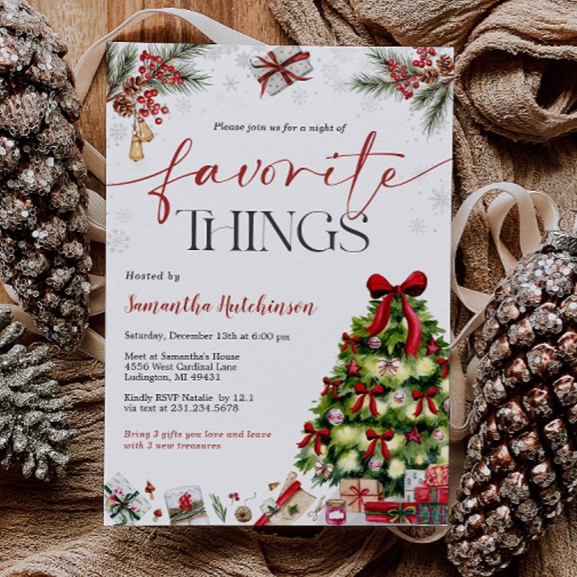 Invitación Favorite Things Gift Exchange Party Invite (Favorite Things Gift Exchange Party Invite
)