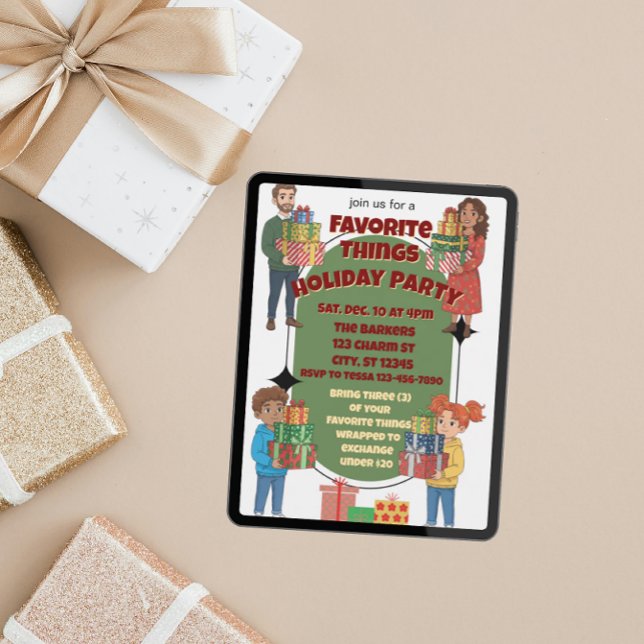 Invitación Favorite Things Holiday Party, gift exchange (Subido por el creador)