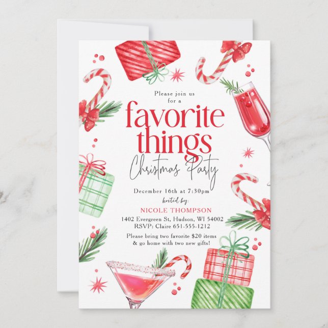 Invitación Favoritos festivos (Anverso)