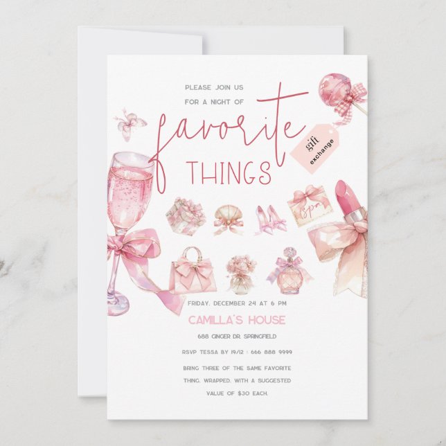 Invitación Favoritos | Fiesta de cosas favoritas de vacacione (Anverso)