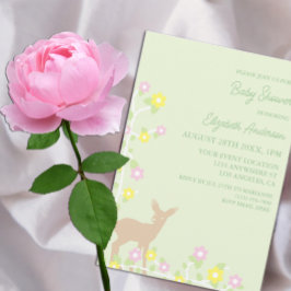 Invitación Fawn Floral Girl Baby Shower