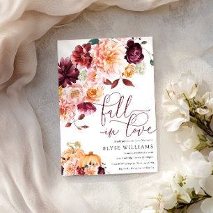 Invitación Faye Burgundy Cae Enamorada En El Otoño De Baby Sh