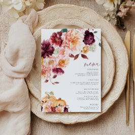Invitación Faye Burgundy Fall Floral Menu