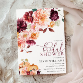 Invitación Faye Burgundy otoño Floral Bridal Shower