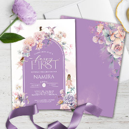 Invitación Fe de los Jardínes Pequeño Hada Primer Cumpleaños