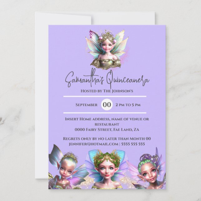 Invitación Fe mágicas chicas irrisorias púrpura (Anverso)