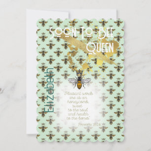 Invitación Fe Matriz de abeja verde mar oro de moda