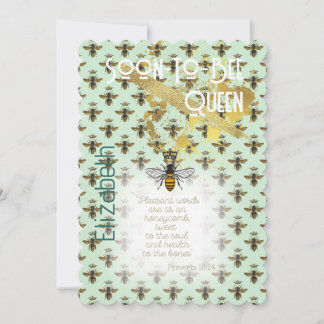 Invitación Fe Matriz de abeja verde mar oro de moda