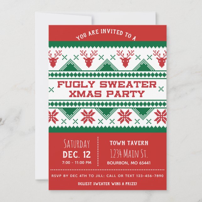Invitación fea de la fiesta de Navidad (Anverso)
