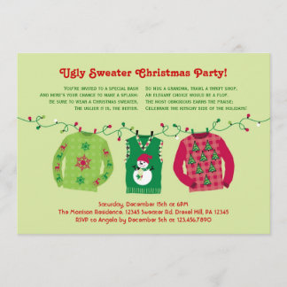 Invitación fea de la fiesta de Navidad del suéter