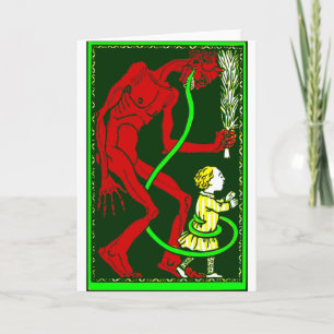 Invitación fea navidad krampus niño victoriano