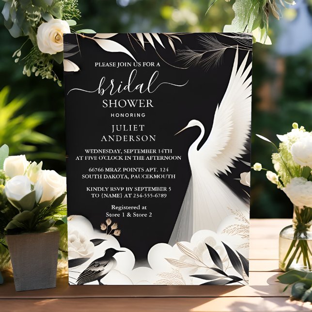 Invitación Feather Asian Sky Cloud Crane Fun Bridal Shower (Subido por el creador)