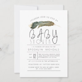 Invitación Feather Watercolor Baby Shower