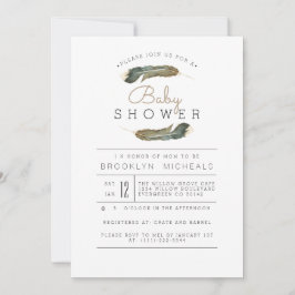 Invitación Feather Watercolor Baby Shower