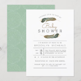 Invitación Feather Watercolor Baby Shower