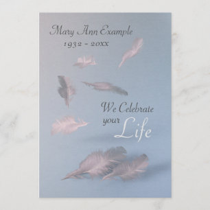 Invitación Feathers - Celebración personalizada de funerales