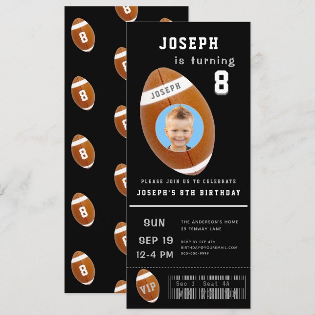 Invitación Febrero de 2014: Personalizado de boletos de fútbo (Anverso / Reverso)