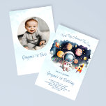 Invitación Febrero de 2014: Rocket Kids en el exterior<br><div class="desc">¡Crea tu propia invitación al cumpleaños de los niños de los cohetes del espacio exterior! Personalice este diseño con su propio texto y añada la foto de su hijo en la parte posterior. Puede realizar un personalizar adicional de este diseño seleccionando el botón "Editar diseño" si lo desea.</div>